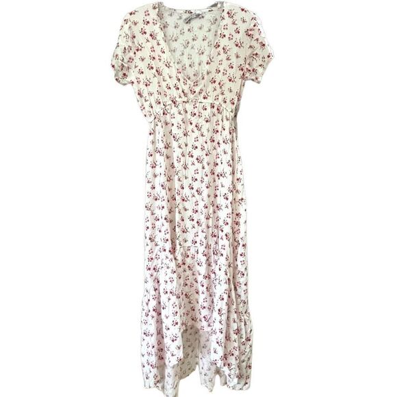 VELVET TORCH Women’s Dress Maxi Hi Low Cottage Core Boho Floral White Red M NWT - Picture 2 of 9